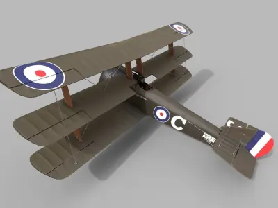 Game-Ready Sopwith Triplane Low-poly 3D model