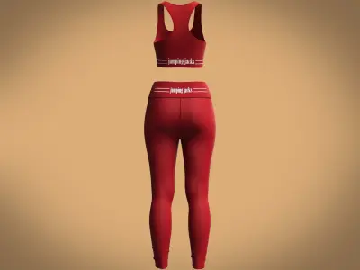 Ladies Ribbed gym tank top with leggings 3D model
