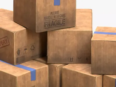 Cardboard Box Low-poly 3D model shop