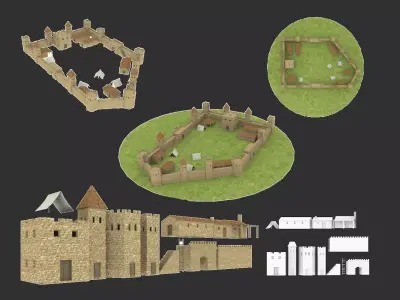 Ancient castle  Low-poly 3D model