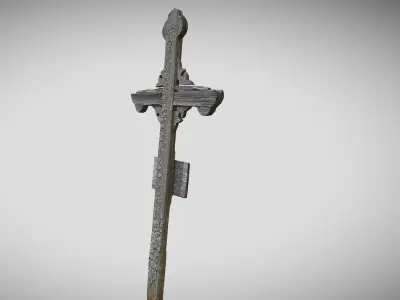 old wooden cross Low-poly 3D model