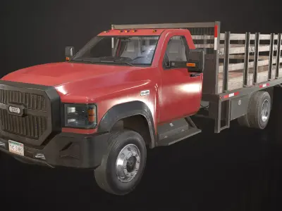 Medium Duty Truck VX400 - Stake Bed Low-poly 3D model