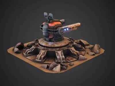 Anti-air gun turret  Low-poly 3D model