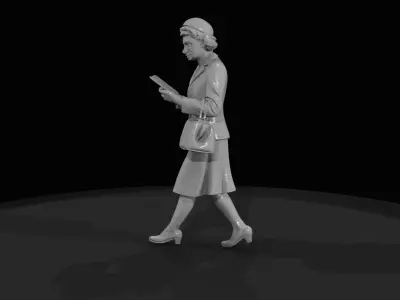 HO Figure 1950 Older Woman Reading Printable STL 3D print model