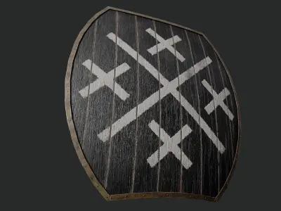 Slavic hybrid shield-painted black with white crosses symbol Low-poly 3D model