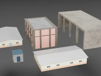 Refinery Industrial props - Low poly - Game Ready Low-poly 3D model