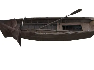 Wooden rowing Boat  Low-poly 3D model