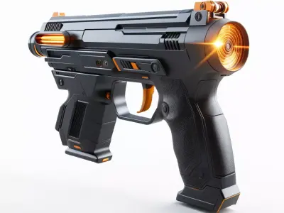 Futuristic Laser Pistol Glowing Coils 3D model