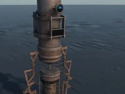 osy21 spaceship in ocean Low-poly 3D model