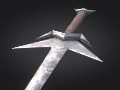 Stylized Medieval Sword melee weapon game ready Low-poly 3D model 3