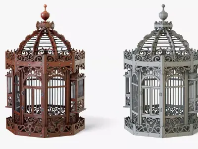 Birdcage Wooden Low-poly 3D model
