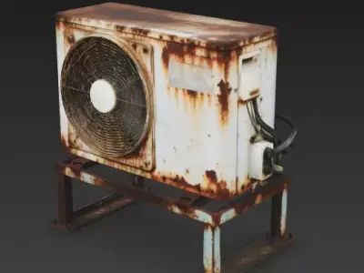 Rusty Industrial Air Conditioner Unit 3D Model Low-poly 3D model