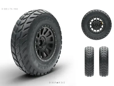Off road tire pack of 6 assets  3D model