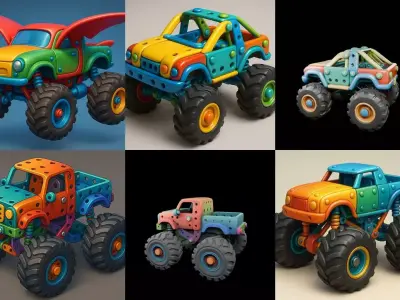 Monster Truck bundle 2 pack 100 glb 3D model