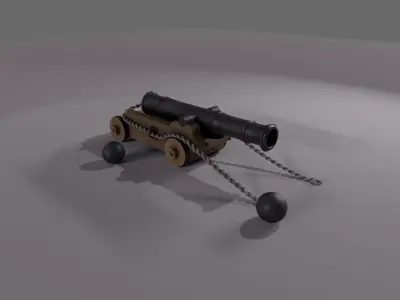 Low Poly Stylized Cannon  Game-Ready 3D Model Low-poly 3D model