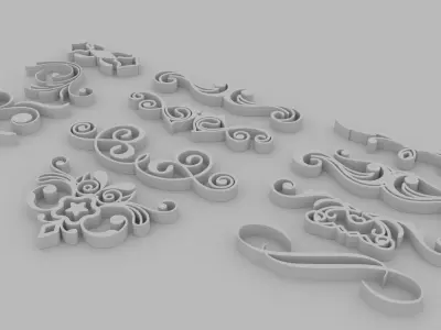 Ornate Swirls - Printable set of 11 3D print model