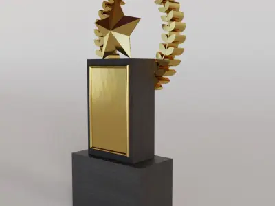 Award 3D with Gold and Black Wooden Material 3D model