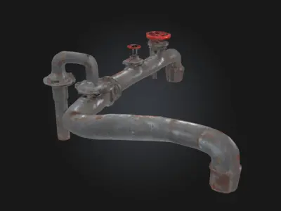 Rusty Industrial Pipe System Aged Utility Network 3D model