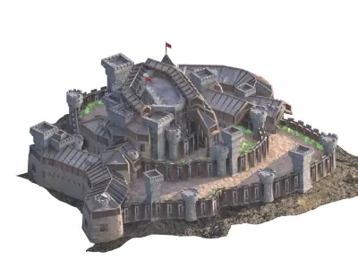Medieval Town City Building Castle Tower Blender  Low-poly 3D model