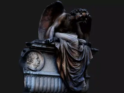 ancient ruins angel monument front part PBR photogrammetry Low-poly 3D model
