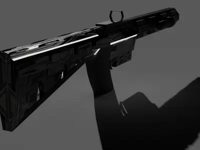 Futuristic assault rifle sci fi Low-poly 3D model