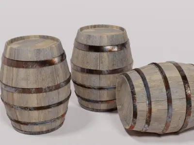 Wooden Barrel Free low-poly 3D model buy