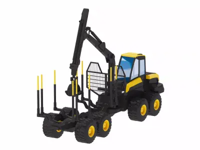 Harvester Forestry Ponsse Buffalo Simplified Low-poly 3D model