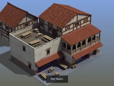 Roman Building Set 02 3D Model Collection