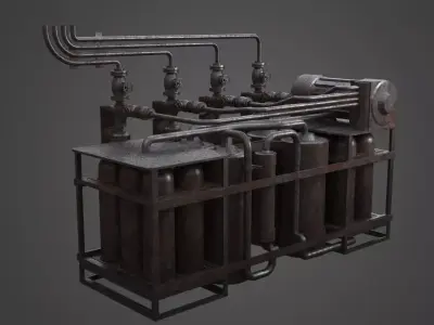 Factory Element - Gas Exchange Low-poly 3D model