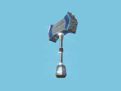 Medieval War Hammer 03 Blue Elemental - Fantasy Weaponry Low-poly 3D model