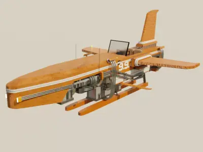 Sci Fi plane concept I made using blender Low-poly 3D model