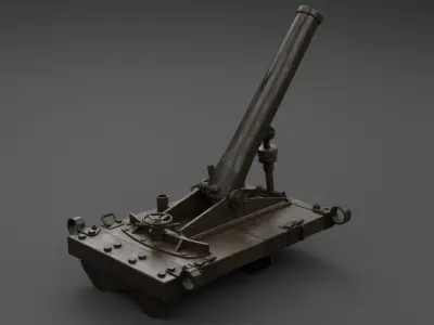 Type 11 70mm Infantry Mortar Low-poly 3D model