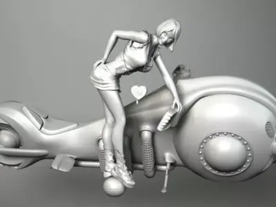 MOTOMOTIVE 2 woman on motorcycle 3D model
