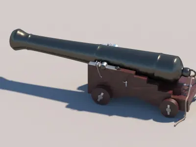 Ship cannon Low-poly 3D model