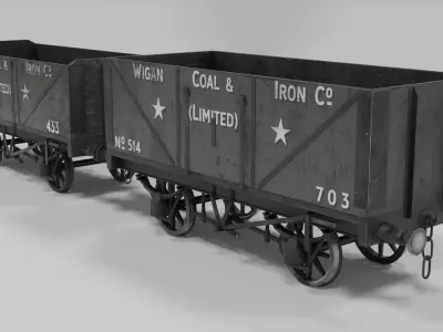 Coal wagons Low-poly 3D model