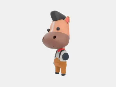 Cute Horse 3D Illustration 3D model 3