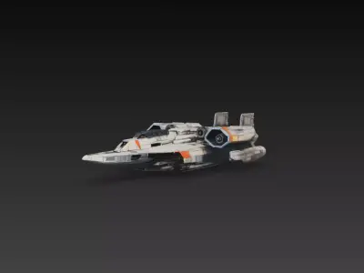 Sci-Fi Dual Engine Attack Fighter Spacecraft STL 3D print model