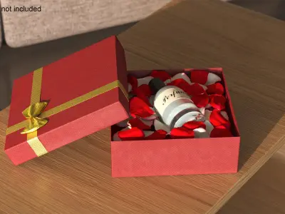 Luxury Perfume Gift Box with Rose Petals 3D model