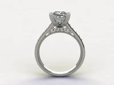 10010 princess cut engagement ring 3D print model