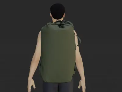 Military duffle bag  Low-poly 3D model