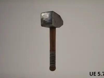 Iron Blacksmith Hammer - Low Poly PBR Game Ready Tool Prop Low-poly 3D model