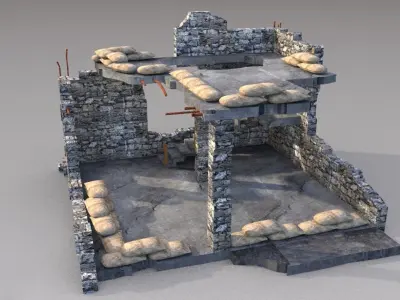 outpost ruins place Low-poly 3D model