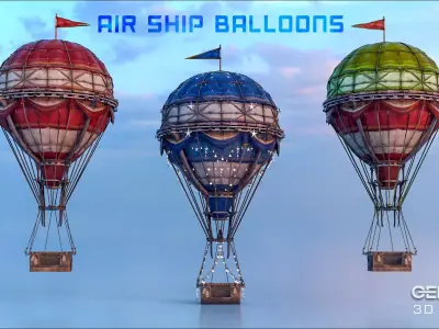 Fairytale Hot Air Balloons   Low-poly 3D model