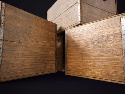 Vintage Wooden Crates Low-poly 3D model