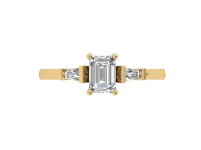 Emerald Solitaire Ring 3D print model 22
