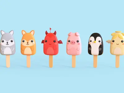 Ice Cream Pack 01 Low-poly 3D model