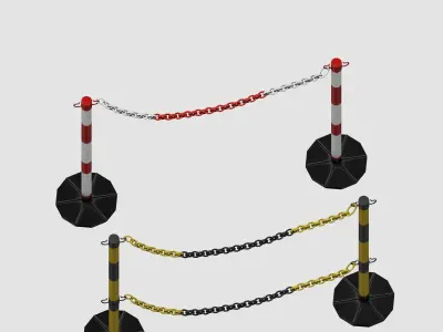 Colorful metal barriers Low-poly 3D model