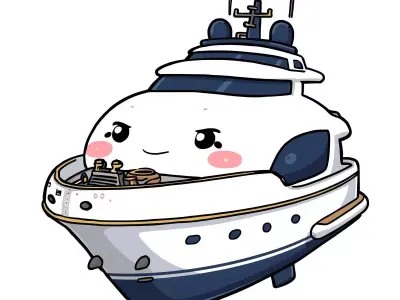 Cute Chibi Superyacht 3D Model - Kawaii Anime Boat Low-poly 3D model