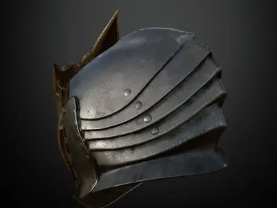 HELMET15 Game Ready metal helmet with holes 3D model