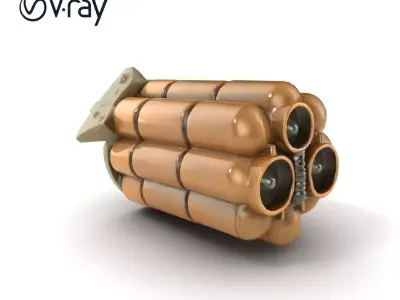 Incendiary Cluster Bomb 3D Model Pack with Dispersal Mechanism Low-poly 3D model
